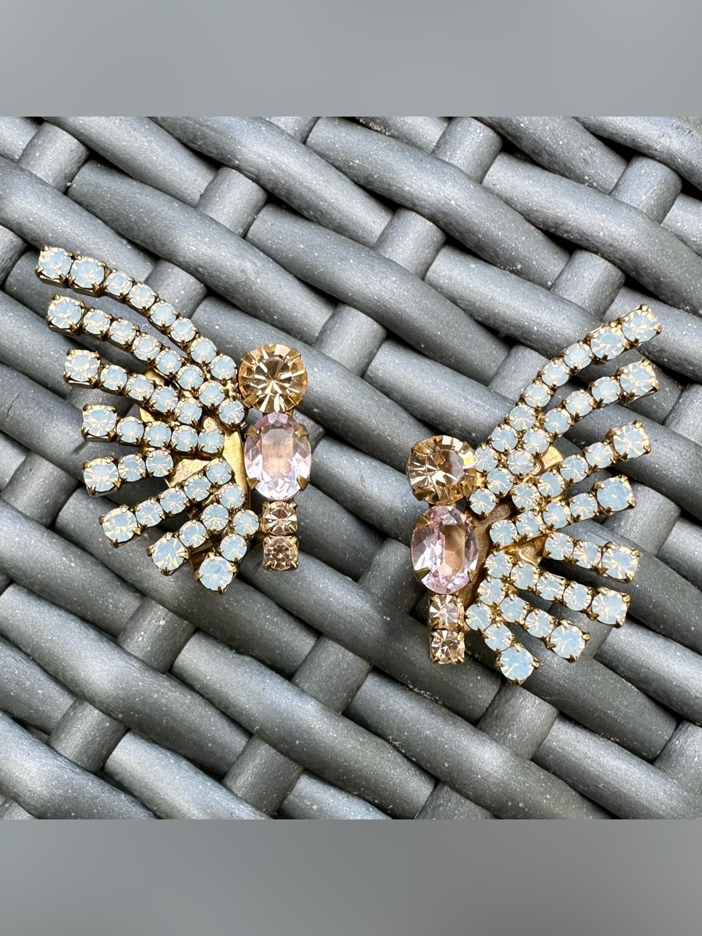 Loren Hope "Callie" Butterfly Earrings in White Opal and Rosaline